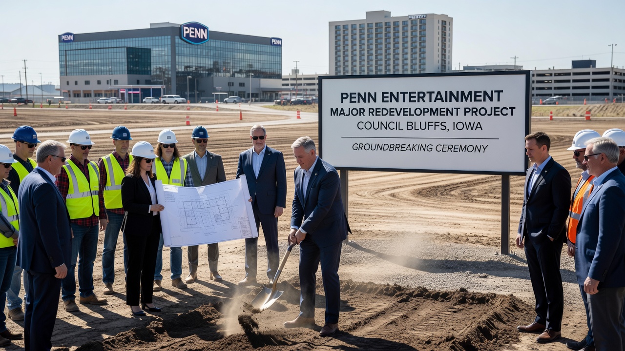 Construction equipment and site preparation at a casino redevelopment project similar to the Council Bluffs initiative